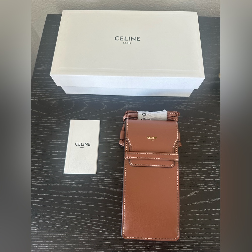NEW Celine Sunglasses Case Phone Pouch Long Strap Cross Body Inc Box & Auth Card
